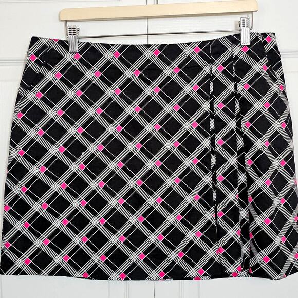 Lady Hagen Dresses & Skirts - Lady Hagen Golf‎ Sport Skort Skirt 16 Black Pink White Plaid Like New Athletic
